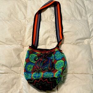 Crossbody hand made knitted bag